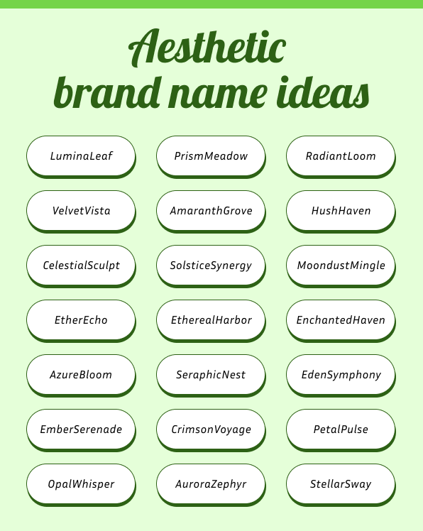 Image of aesthetic brand name ideas